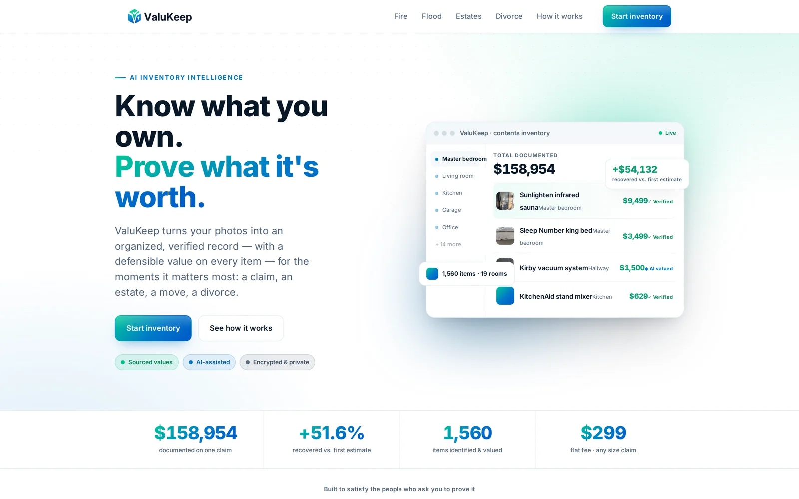 ValuKeep AI claims and inventory platform